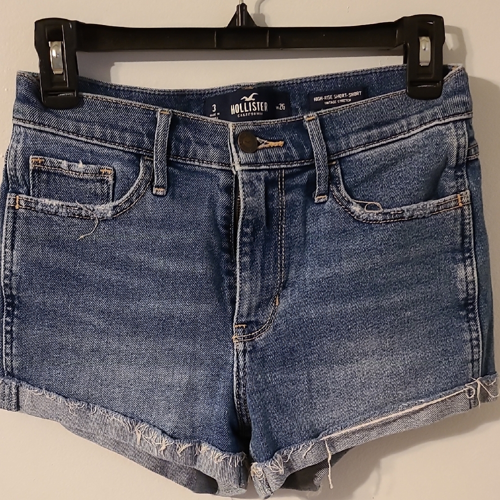 Hollister Blue Jean Shorts with Frayed Hem